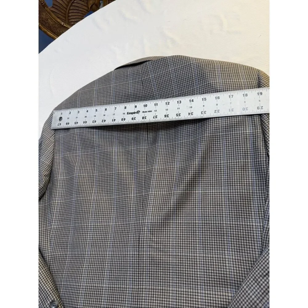 Peter Millar Grey Plaid Gingham 2 Button Wool Blazer Size 44T